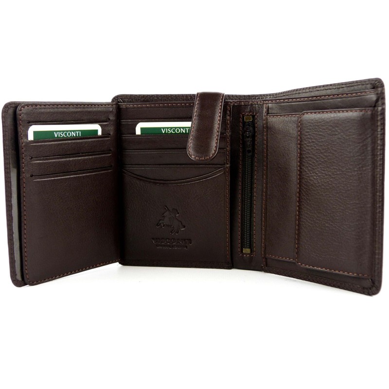Visconti Heritage-11 Soft Thin Leather Quad Fold Wallets (Brown)