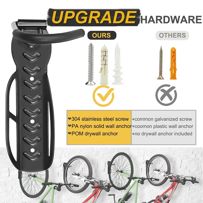 Laxama Bike Rack for Garage Wall Mount 4 Pack Vertical