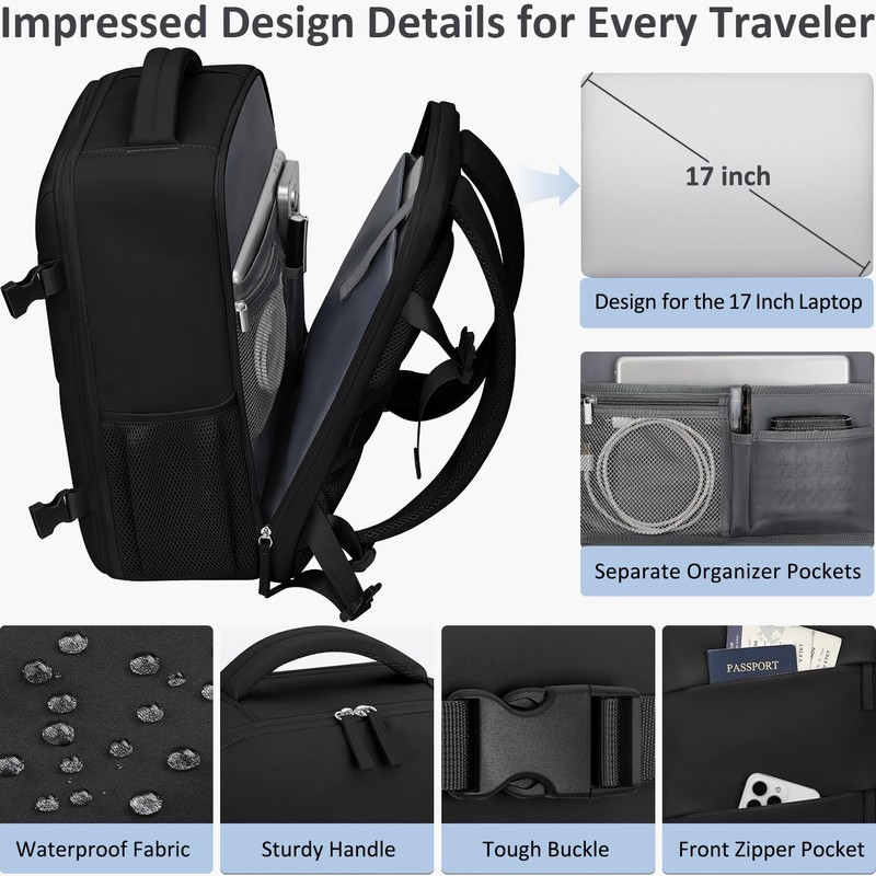 Tenot Travel Carry on Backpack, Laptop Backpack Flight Approved Personal