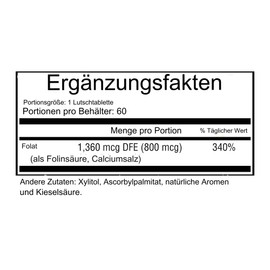 SEEKING HEALTH Lozenge folic acid tablets - folate supplement - active folic 60 capsules - folic acid organic - folic acid vegan - High Dose 800 mcg - 60 Vegan Tablets