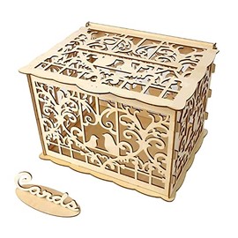 Alnicov Wooden Wedding Card Box,Rustic Wedding Decor Box with Lock for Reception Wedding Anniversary Birthday Party Graduation Party Decorations
