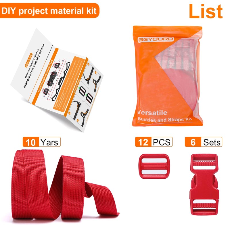 BEYOURD Buckle and Strap Set, 10 Yards Polyester Webbing Strap