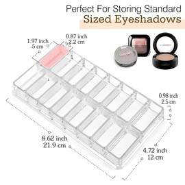 Luxspire Luxspire Acrylic Eyeshadow Organizer, Makeup Drawer Organizer 16 Space Cosmetic Makeup Organizer for Pots, Eyeshadows, Mini Highlighter Blush Display Storage Case Beauty Care Holder Container - Clear