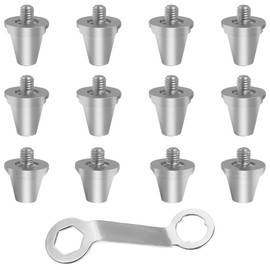 Football Rugby Studs, 12Pcs Metal Studs Football Boots Rugby Boot Studs Football Shoe Studs Replacement Football Boots Studs Football Studs Replacement with Wrench for Most Football Shoes - 13/15mm