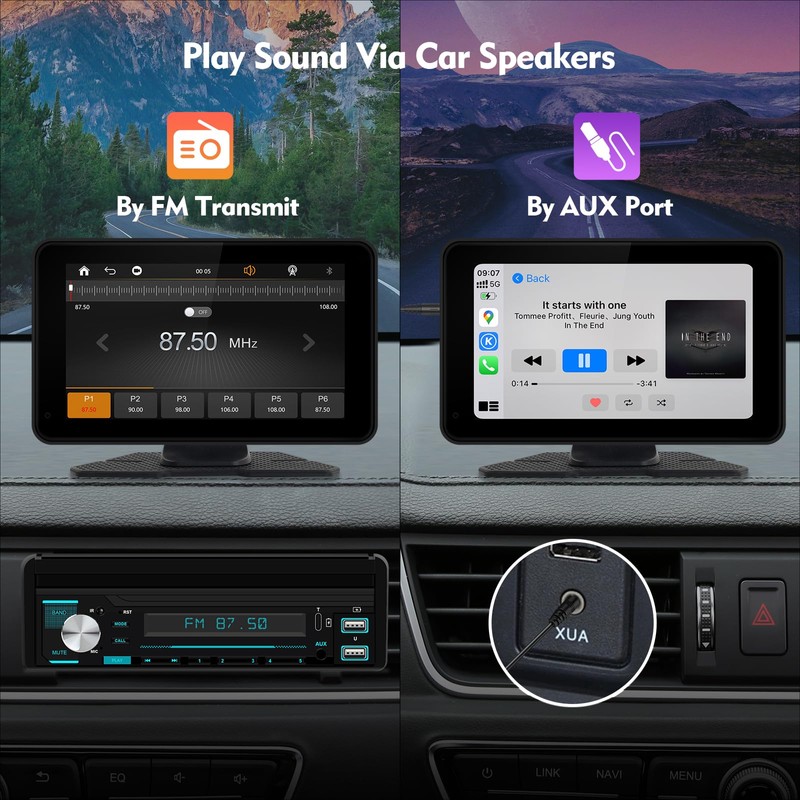 7" HD Portable Wireless Carplay for Car Stereo Touch Screen