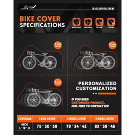 Bike Cover Waterproof Outdoor – 600D Heavy Duty Bicycle Covers for 1/2/3 Bikes – UV Rain Dust Snow Protection – Fits Road, Mountain, Cruiser, Ebike & Electric Bikes