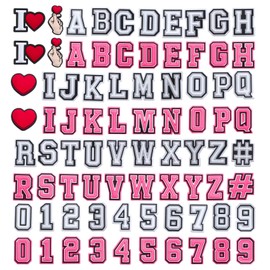 80PCS pink white Letters Numbers Shoe Charms for Shoe Decoration, Double A To Z Alphabet 0 to 9 Number DIY Shoes Pins Gifts For Boys Girls Kids Men Women Adults