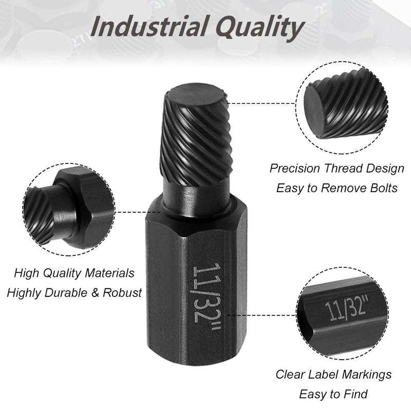 Saipor 10 PCS Damaged Bolt Extractor Kit Heavy-Duty Screw and