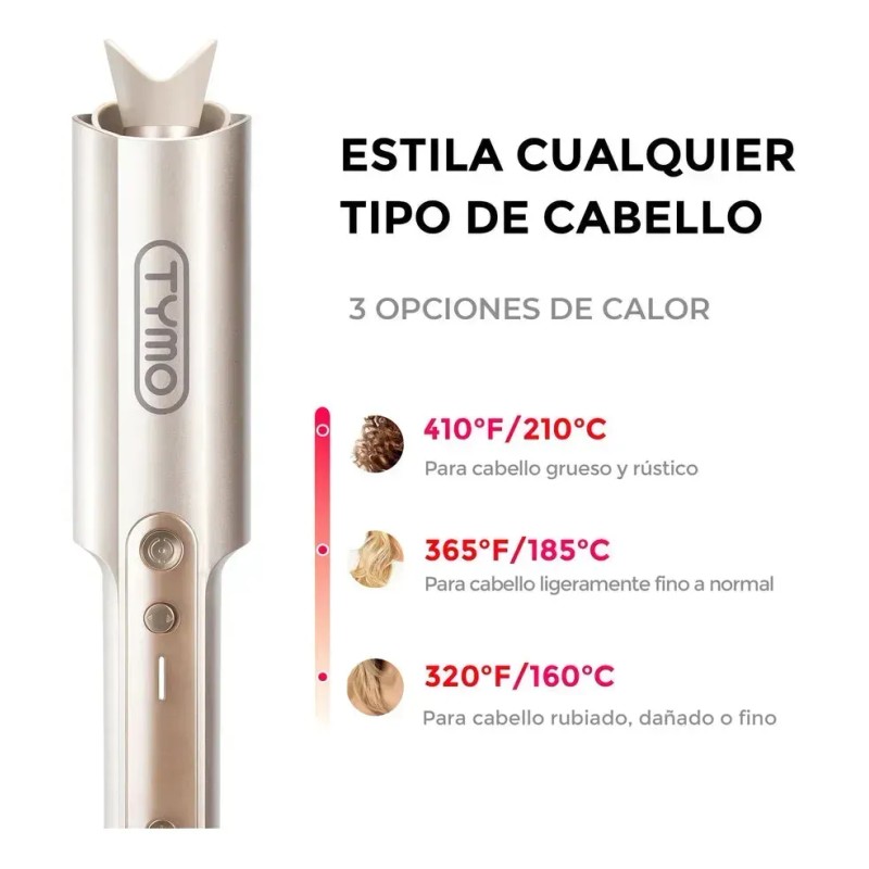 Rizador Ferro Enchinador Automático Electrico Tymo Curlpro Plus Dorado