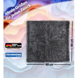 Kemes Microfibre Cloths Car XXL Ultra Absorbent with 1400 GSM Heavyweight Grey 40 x 40 cm Premium Microfibre Drying Cloth Scratch-Free 5-Way Absorbent Polishing Cloth for Car Care and Motorcycle