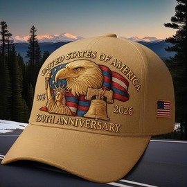 Eagle & Liberty – United States 250th Anniversary Hat,Embroidered Dad Baseball Cap:_Green
