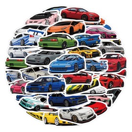 50 Pcs Racing Car Vinyl Stickers,Racing Graffiti Stickers,Vinyl Waterproof Sticker for Kids Teens Girls,for Phone Laptop Bottles Skateboard Computer Phone Luggage Guitar Gifts Sticker