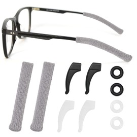 MUIIGOOD 5 Pairs Non-Slip Eyeglasses Ear Grips for Glasses Knitting Cotton Glasses Ear Cushion Temple Tips Sleeve Comfortable Elastic Soft Silicone Eyeglass Ear Hooks for Sunglasses Reading Glasses