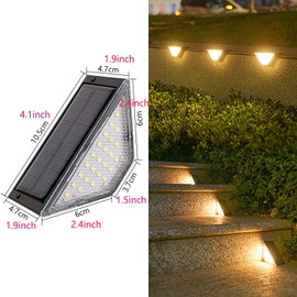 ASLIDECOR Solar Step Lights Outdoor 16 Pack,Warm White Solar Deck Light Waterproof LED Solar Fence Lighting Decor for Stair Patio Front Porch Balcony Wall Garden and Back Yard