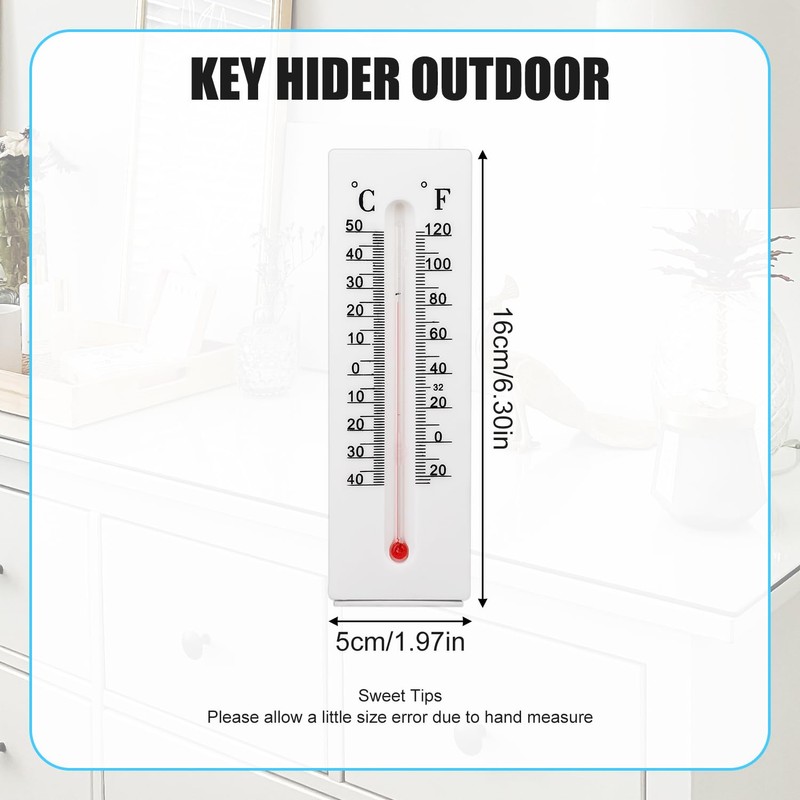 Outdoor Key Hideout, Decorative Thermometer, Key Box Holder for Replacement