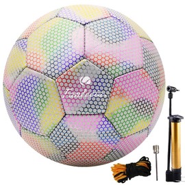 Fantecia Reflective Football with Pump, Shiny Size 5 Ball for Girls, Teens and Adults Training