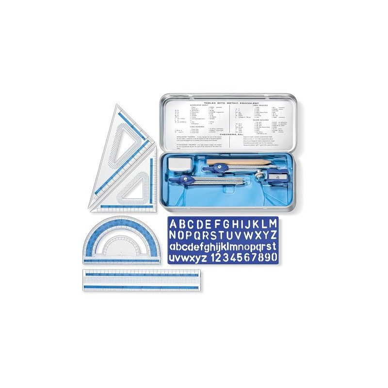 STAEDTLER 10-Piece Math Set with Metal Compass, 6" Ruler &