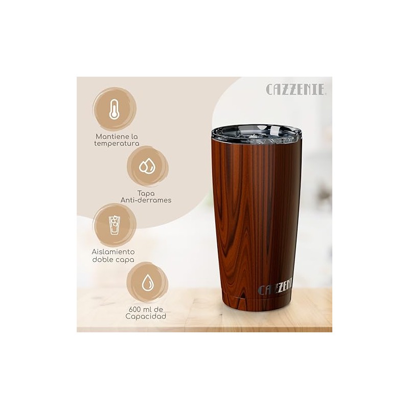 Cazzenie Vaso termico para caf, t Vino y cualquier bebida