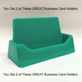 MisterPlexi 2 Pack Acrylic Business Card Holder - Teal/Green (Styrene) Plastic = 2 units