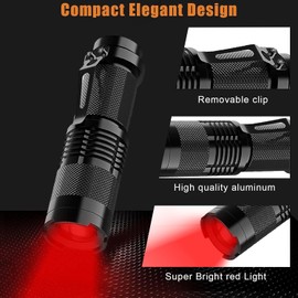 MODOAO 3 Pack Tactical Flashlight with Red Blue Green LED, 3 Color Modes for Signaling & Stealth + White Light with Zoom & 3 Modes (High/Low/Strobe), with Clip for Camping, Fishing, Emergency,Security