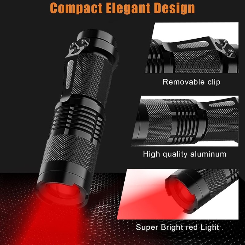 MODOAO 3 Pack Tactical Flashlight with Red Blue Green LED,