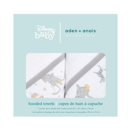aden + anais Essentials Hooded Towel for Boys & Girls, Soft 100% Cotton Baby Bath Towel, Wrap Bath Towel Set for Kids, Toddlers & Infants, Pack of 2, Dumbo New Heights