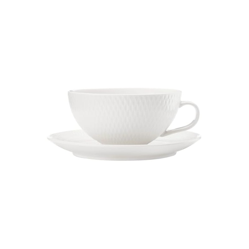 White Basics Diamonds Tea Cup & Low Saucer