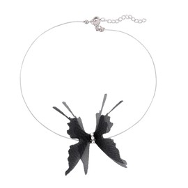 HETICA Black Butterfly Necklaces for Women, Fishing Wire Clear Invisible Necklaces Cubic Zirconia Beachy Charm Fashion Jewelry Gifts for Women