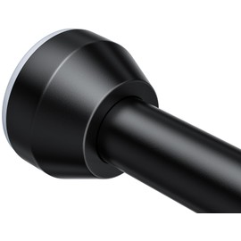 TEECK Shower Curtain Rod, 32-79 inch Adjustable Tension Spring, 1 Inch Shower Curtain Rod Tension, Anti-Slip, Rust-Proof, No Drilling, for Bathroom, Black