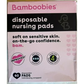 Bamboobies Disposable Nursing Pads for Breastfeeding & Sensitive 60 ct Free Ship