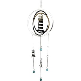 Lighthouse Wind Chime Metal 80 x 18 cm Maritime Garden Figure Living Decoration GCG D55