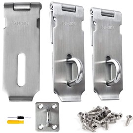 xianzhanEU 3 Pieces Stainless Steel Hasp, Safety Hasp Device for Door, Window, Cupboard, Pet Cage Crates, with 27 × Universal Screws + 1 × Screwdriver