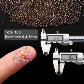 CoCud Iridescent Glass Tiny Bubble Beads, 0.4-3mm 10g No Hole Micro Mini Round Mauve Water Droplets Beads - Applications: for Resin Filler, Nail Art, Dollhouse Bath Tub