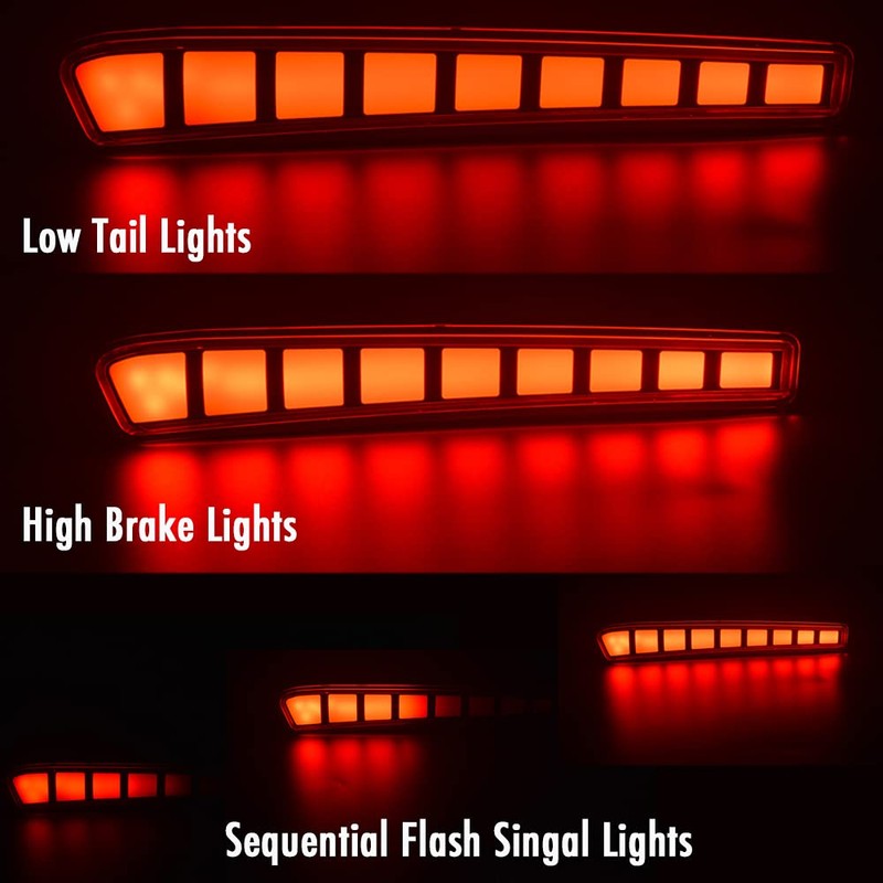 PGTOPONE Red LED Rear Bumper Reflectors Fog Brake Tail Light