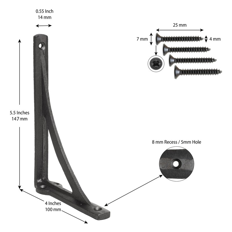EDUWURXS Cast Iron Ironbridge Shelving Brackets Pack of 2 4x5.5