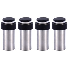 4 x Door Stops for Screwing – Mounting on Floor or Wall – Stainless Steel Rubber Wall Door Stopper with Mounting Material