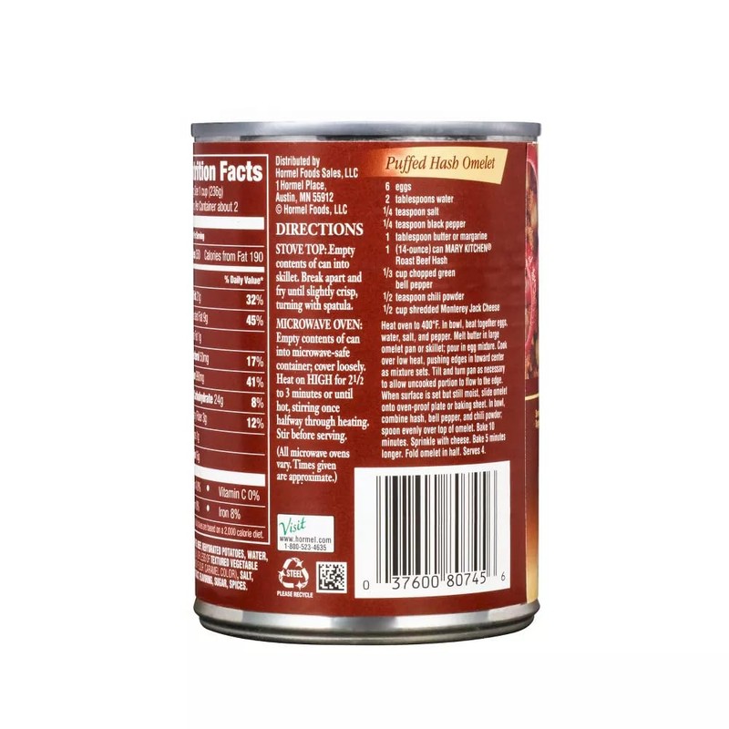Hormel Mary's Kitchen Roast Beef Hash, 15 ounce, 6 Count
