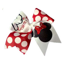 Cheer bows White and Minnie polkadot Summit Hair Bow