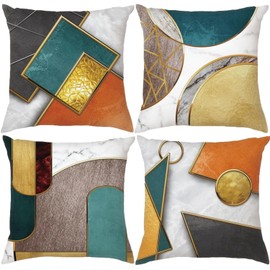 Home Decorative Pillow Covers 18 x 18 Inch Set of 4 Modern Soft Cotton Linen Throw Pillow Covers Cushion Case for Couch Sofa Living Room Patio Indoors Outdoors Style Home Decor