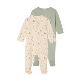 Vertbaudet VERTBAUDETOrganic Collection: Pack of 2 Baby Romper with Farm Animals, grey, 86
