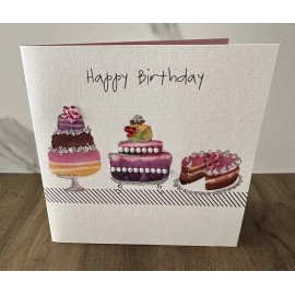 Second Nature Premium Birthday Card with Colorful Cakes Design, Handcrafted