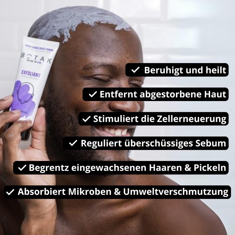 BOTAK Gentle Cleansing Exfoliator for Baldness/Shaved/Shorn Head | 99% Natural