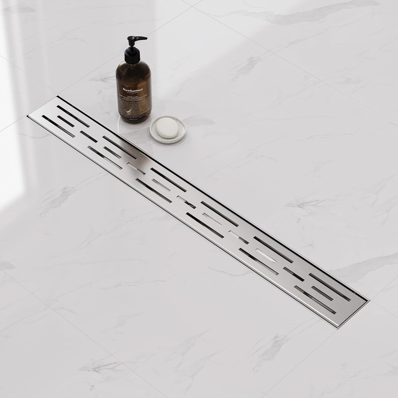 Neodrain 24 Inch Rectangular Linear Shower Drain with Brick Pattern