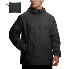 SWISSWELL Men's Rain Jacket Waterproof Lightweight Packable Pullover Windbreaker with Hood for Travel Hiking Golf