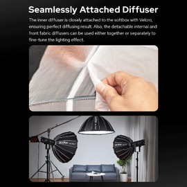 Godox QR-P90T 90cm/35.4in Quick Release Parabolic Softbox Professional Foldable Softbox with Standard Bowen Mount & Diffusers for Photography Studio Photography Portrait Live Stream