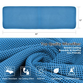 SZELAM 4 Packs Cooling Towel (40"x12"),Ice Towel,Soft Breathable Instant Towel,Microfiber Cool Towel for Yoga,Golf,Sport,Gym,Workout,Camping,Fitness,Outdoor &More Activities (2 Blue/2Grey)