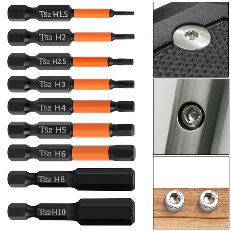 Saipor 9Pcs Hex Head Allen Wrench Drill Bit Set with