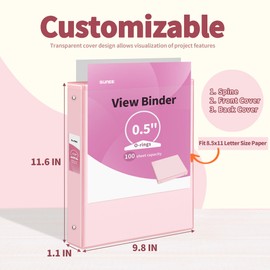 SUNEE Binder & Sheet Protector Bundle, 4pcs 0.5IN 3-Ring Binders & 50pcs Clear Sheet Protectors, 8.5x11