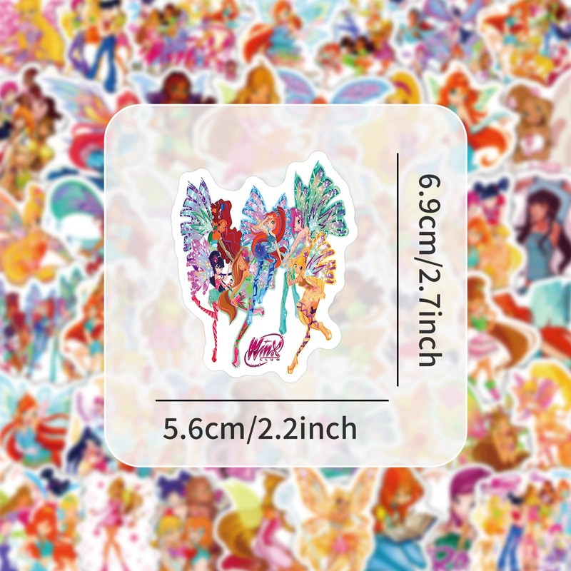 Winx Club Stickers 60Pcs for Water Bottles Laptop Computer Skateboard,