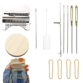 Darning Mini Loom Machine (14 Hooks) Loom Speedweve Darning Machine Socks Loom Large School Loom Knitting Machine for Children Repair Toy Making 4 Knitting Needles